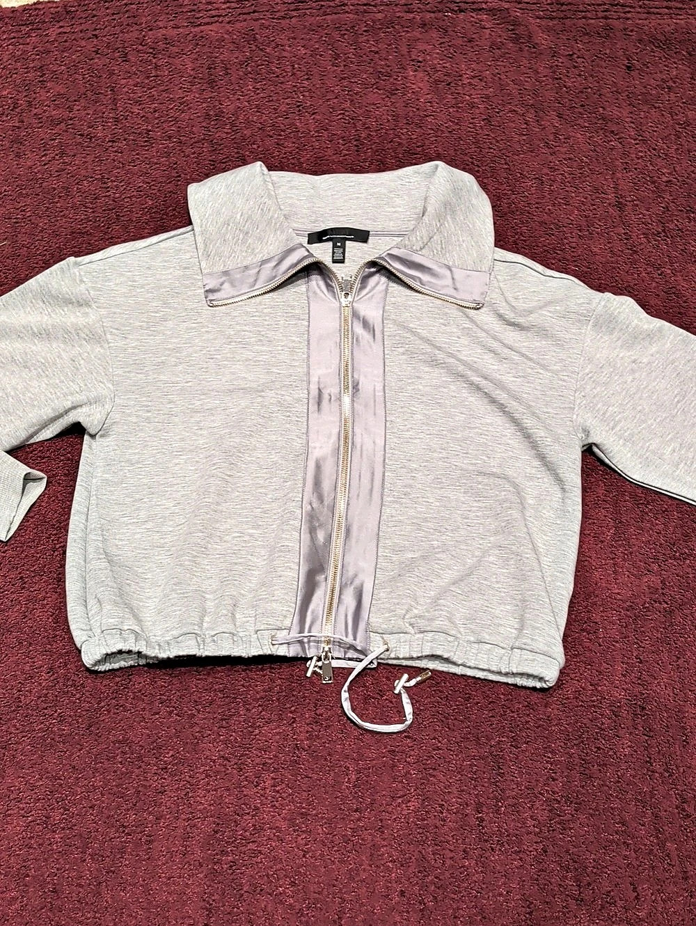White House Black Market Satin Trim Jacket Gray & Pink Women's Medium